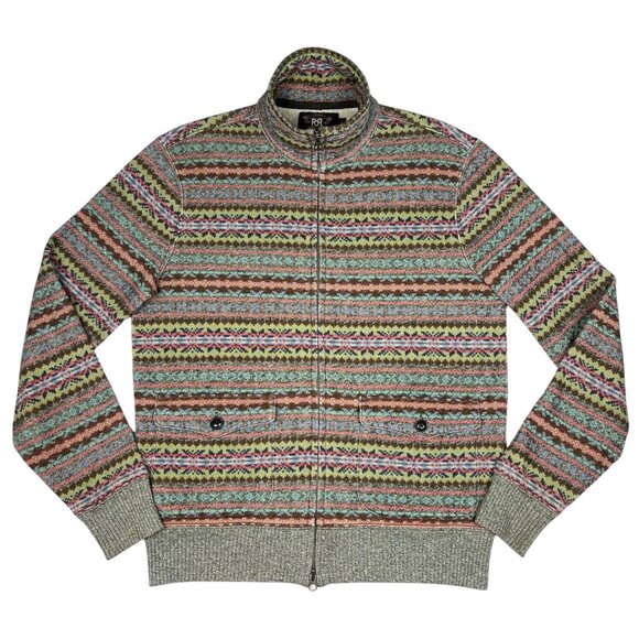 RRL Double RL Ralph Lauren Fair Isle Cardigan Sweater Mens Small Full Zip - Picture 3 of 15